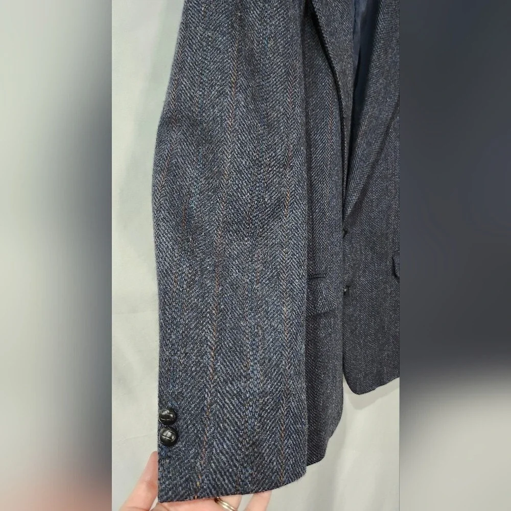 Members Only Gray Herringbone Wool Sport Coat Mens‎ Size 44L Blazer Jacket